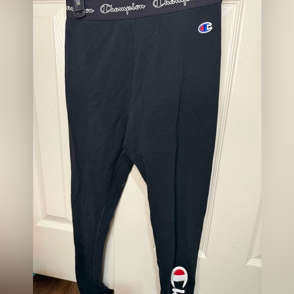 Women’s Champion Cotton Black High waisted Logo Leggings Size Small NWOT